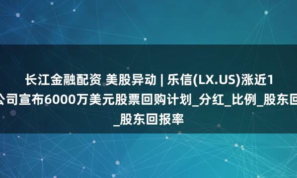 长江金融配资 美股异动 | 乐信(LX.US)涨近15% 公司宣布6000万美元股票回购计划_分红_比例_股东回报率